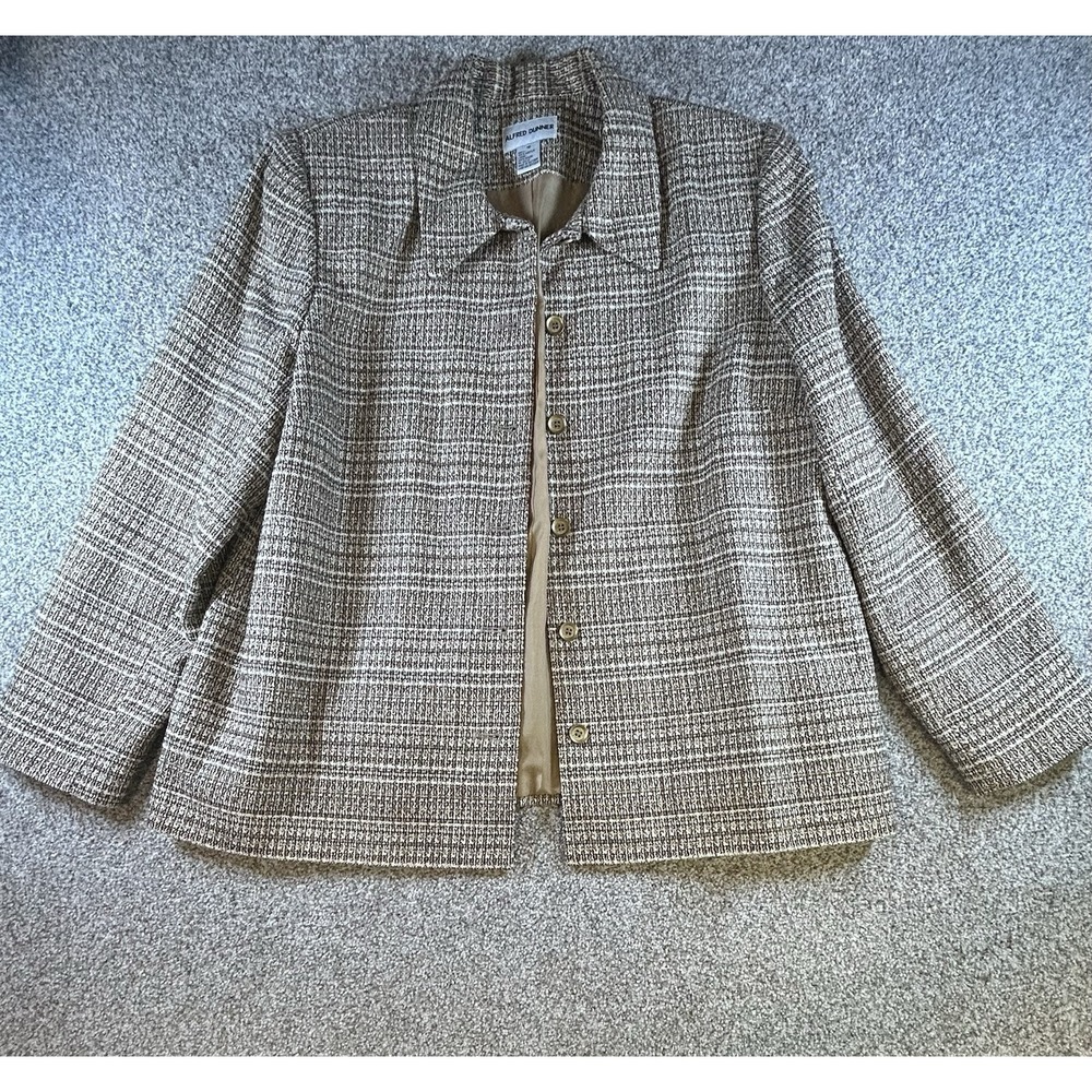 Women Alfred Dunner Blazer Size 18 Gold‎ Beige Tweed